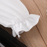 New Girls' Long-sleeved Lapel Waist Seal Mesh Splicing Dress
