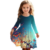 Christmas Crew Neck Dress Girls Korean Version Fashion Foreign Style Long Sleeve Snowflake