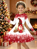 Kid Girl Christmas Autumn Winter Long Sleeve 3D Dresses For 3-12Y