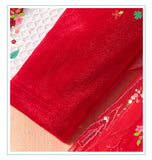 3-8Y Kid Girl Christmas Red Long Sleeve Bubble Sleeve Bow Dresses