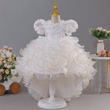 Kid Girls Bubble Short-sleeved Flower Wedding Dresses