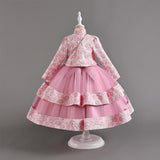 3-10T Kid Girl Long-sleeved Autumn Winter Banquet Performance Dresses
