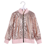 Kid Girl Sequined Coat Baseball Uniform Cotton-padded Jacket