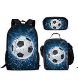 Kid Boy Street Trendy Football Backpack with Pencil Case Lunch Bag 3 Pcs/set