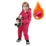 1-10T Kid Baby Boy Girl Autumn Winter Sports Velvet Warm Suit 2 Pcs Set