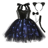1-10T Kid Baby Girl Animal Glowing Princess Halloween Mesh Dresses
