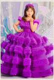 Kid Girl Mesh Purple Pleated Cake Princess Dresses