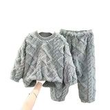 Kid Boy Girl Autumn Winter Flannel Thickened Coral Velvet Home Pajamas