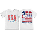 Kid Boy Girl Round Neck Short Sleeves Loose Casual Summer Independence Day T-shirt
