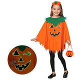 Kid Adult Halloween Party Pumpkin Costume Cloak Cape 3 Pcs