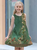 Sleeveless Crew Neck Vest Dress Fashion 3d Print Kids Girl