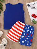 Independence Day Kid Baby Boys Summer Sleeveless Vest Star Stripe 2Pcs/Set