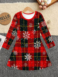 3-12Y Kid Girl Christmas Autumn Winter Long Sleeve 3D Printing Dresses