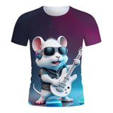 2-12T Kid Boy Personalized Rock Animal Series 3D Digital Printing Casual Short Sleeve T-Shirt