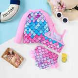 Kid Girls Swimming Suit Split Suspender Swimsuit 2 Pcs Set