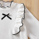 3-10Y Kid Girls Black White Classic Matching  Fashion Trend 2 Pcs Set