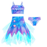 2-10T Kid Girl Mermaid Swimsuit Princess Beach Bikini 3 Pcs/set