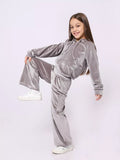 4-12Y Kid Girl Autumn Winter Sports Velvet  Casual Suit 2 Pcs Set