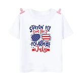 Kid Boy Girl American Dude Printed July 4th Independence Day Short Sleeve T-Shirt