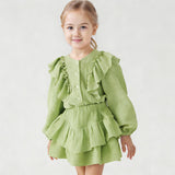 Kid Baby Russian Girls Cotton Flying Sleeve 2 Pcs Set