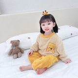 Kid Girl Autumn Winter Thickened Cute Coral Velvet Warm Flannel Pajamas