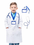 Kid Boy Girl Doctor White Work Permit Laboratory 3 Pcs Set