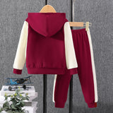 New Children's Long-sleeved Hooded Contrasting Color A-shaped Chapter Suit