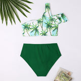Family Matching Parent-Child High Waist Shoulder Split Swimsuits
