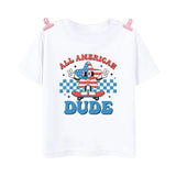 Kid Boy Girl American Dude Printed July 4th Independence Day Short Sleeve T-Shirt
