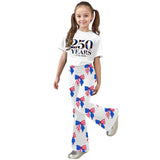 American Independence Day Kid Girl Flared Short Sleeve 2 Pcs Set