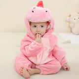 3M-5T Kid Baby Boy Girl Flannel Dinosaur Cartoon Hooded Climbing Loungewear Pajamas