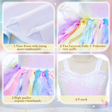 3-10T Kid Girl Rainbow Mesh Princess Halloween Ballet Dresses
