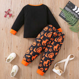 1-6Y Kid Baby Boy Girl Halloween Full Print Loungewear Pajamas Suits 2 Pcs Set