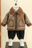 1-8T Kid Baby Boy Rantuo Fleece Leather Jacket Coats Top