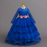 Princess Dress Dress Long Sleeve Lace Mesh Dress Bow Dress