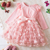 Kid Baby Girls Long Sleeve Korean Princess Birthday Dresses