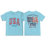 Kid Boy Girl Round Neck Short Sleeves Loose Casual Summer Independence Day T-shirt