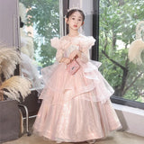 Kid Girl High-end Princess Flower Host Piano Performance Dresses