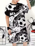 2-12T Kid Baby Boy Summer Sports Set Football 3D Printed Quick-drying 2 Pcs Set