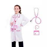 Kid Boy Girl Doctor White Work Permit Laboratory 3 Pcs Set
