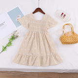 Kid Baby Girls Popular Sleeveless Square Neck Pleated Backless Dresses