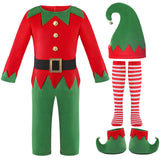 3-10Y Kid Boy Elf Holiday Party Christmas Performance Cosplay 3 Pcs Set
