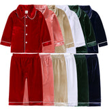0-12T Kid Baby Boy Girl Golden Velvet Long Sleeve Homewear Pajamas