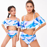 Family Matching Parent-child Bikini Ruffle Fringed Swimsuit