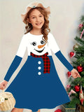2-10T Kid Girl Crew Neck Long-sleeved Flower Casual Dresses