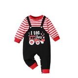 Foreign Trade Baby and Children's Clothing, The New Cute Valentine's Day Tractor Printed Jumpsuit