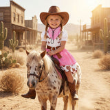 Girls Western Denim Dress Halloween Pink Denim Set