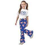 American Independence Day Kid Girl Flared Short Sleeve 2 Pcs Set