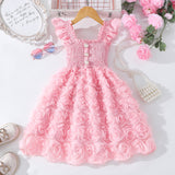 Kid Girl Summer Flying Sleeve Rose Photography Princess Dress
