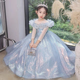 Kid Girl High-end Princess Flower Host Piano Performance Dresses